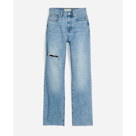 Madewell The 90s Straight Light Wash Jeans Distressed Hem Streetwear Size 24 NWT - Picture 6 of 13